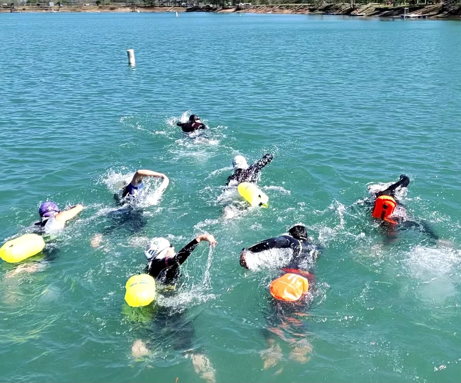 Open water swim coaching at Twin Lakes Scuba Park in Manvel TX